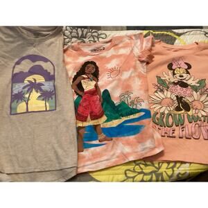 BUNDLE Disney Minnie Mouse Moana Beach Flow Girls Tees L 10/12